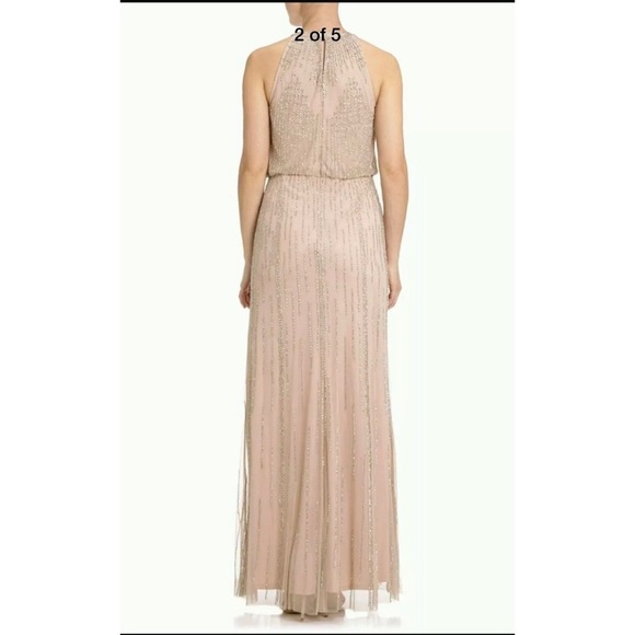 NEW Adrianna Papell Halter Beaded Blouson Gown in Taupe‎ [SZ 14 ] #A47 - Picture 9 of 10